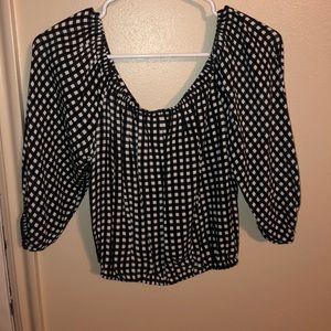 off the shoulder cropped shirt